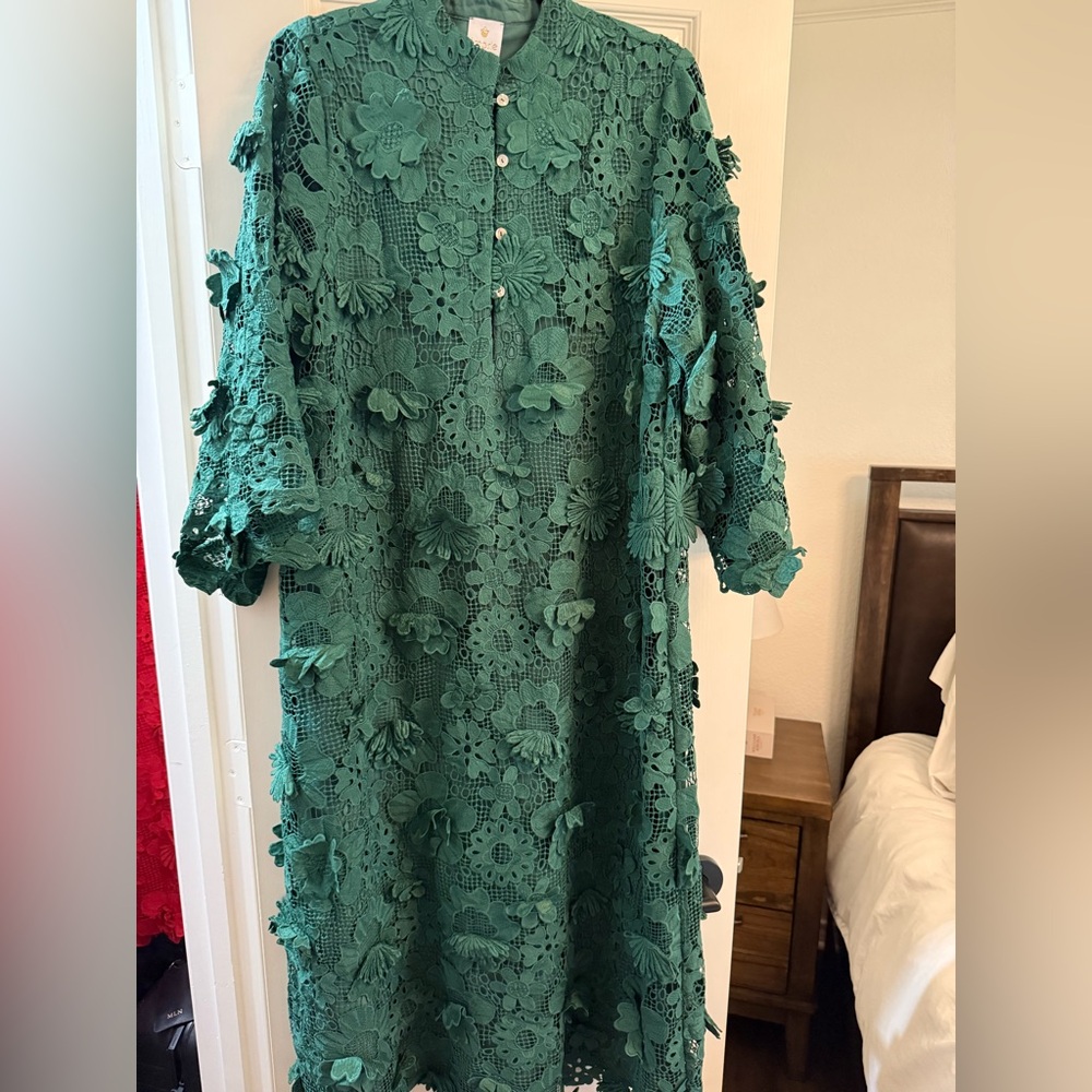 Floral Green Long Sleeve Dress